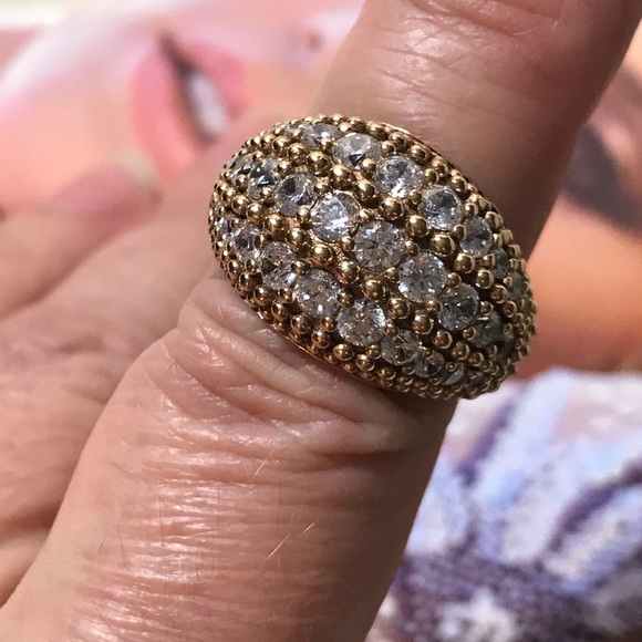 πΊSOLDπΊFab Cocktail Ring Gold, 925 Silver sz 7.5 - Picture 3 of 6